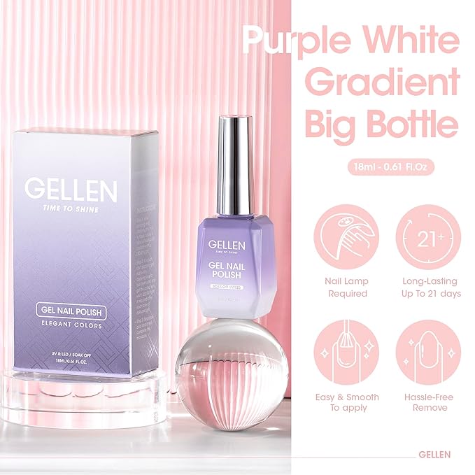 GELLEN Sheer Pink Gel Nail Polish, 18ml Milky Pink Glitter Gel Polish for U V Light, Long-Lasting Soak off LED Cured, for Salon Use Home DIY