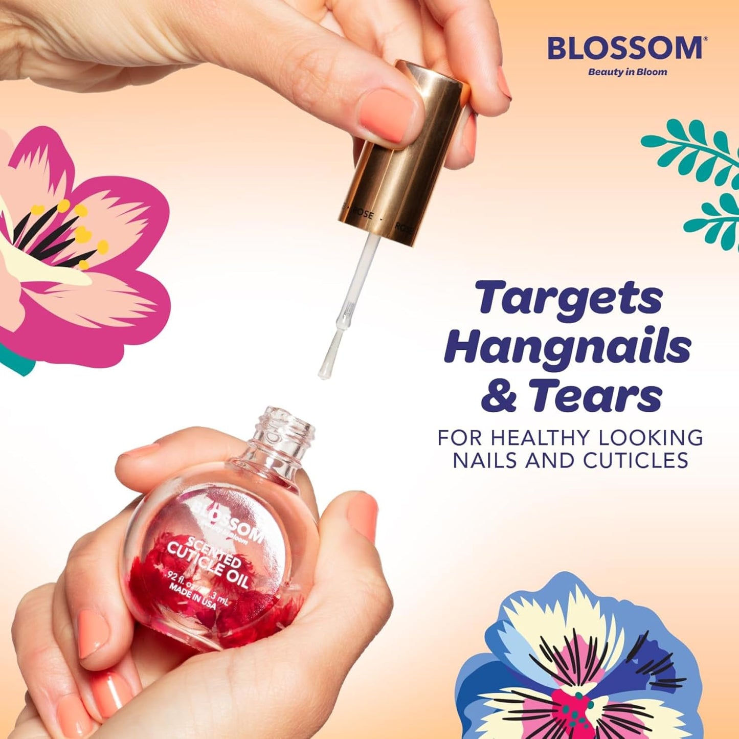 Blossom Cuticle Oil for Nails, Hydrating, Moisturizing, Gourmand Scented Nail Oil Cuticle Care, Infused with Real Flowers, Made in USA, 0.5 fl. oz, Pumpkin Spice Latte