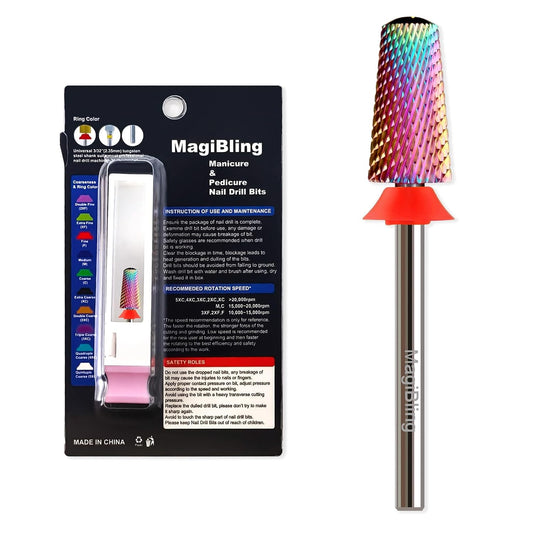 Round Top Nail Drill Bits, Cross Cut Tapered 3/32'' Safety Tungsten Carbide Professional Bit, Remove Gel Fast, Left Right Hand Use, Acrylic Nail Polish, Technicians Bits, Fine.