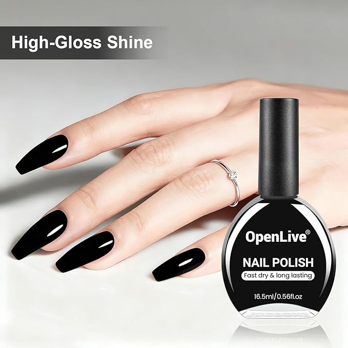16.5ml Black Perfume Nail Polish Large Volume Quick Dry Nail Polish, Long Lasting Shine, Fingernail Toenail Nail Art DIY Home Travel Nail Art Gift