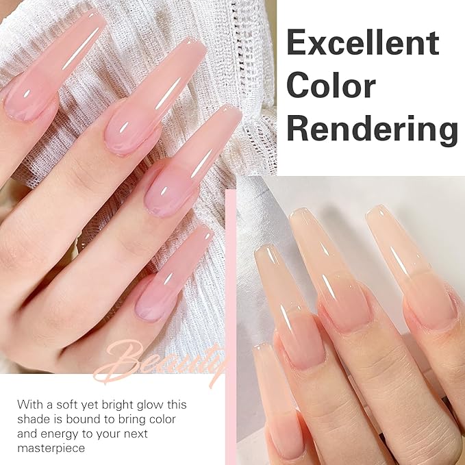 Beautpal Nude Gel Polish Set Milky Nude Sheer Pink Jelly Gel Polish Nail Kit Soak Off UV Translucent Nail Polish Gel 6PCS 8ml J03