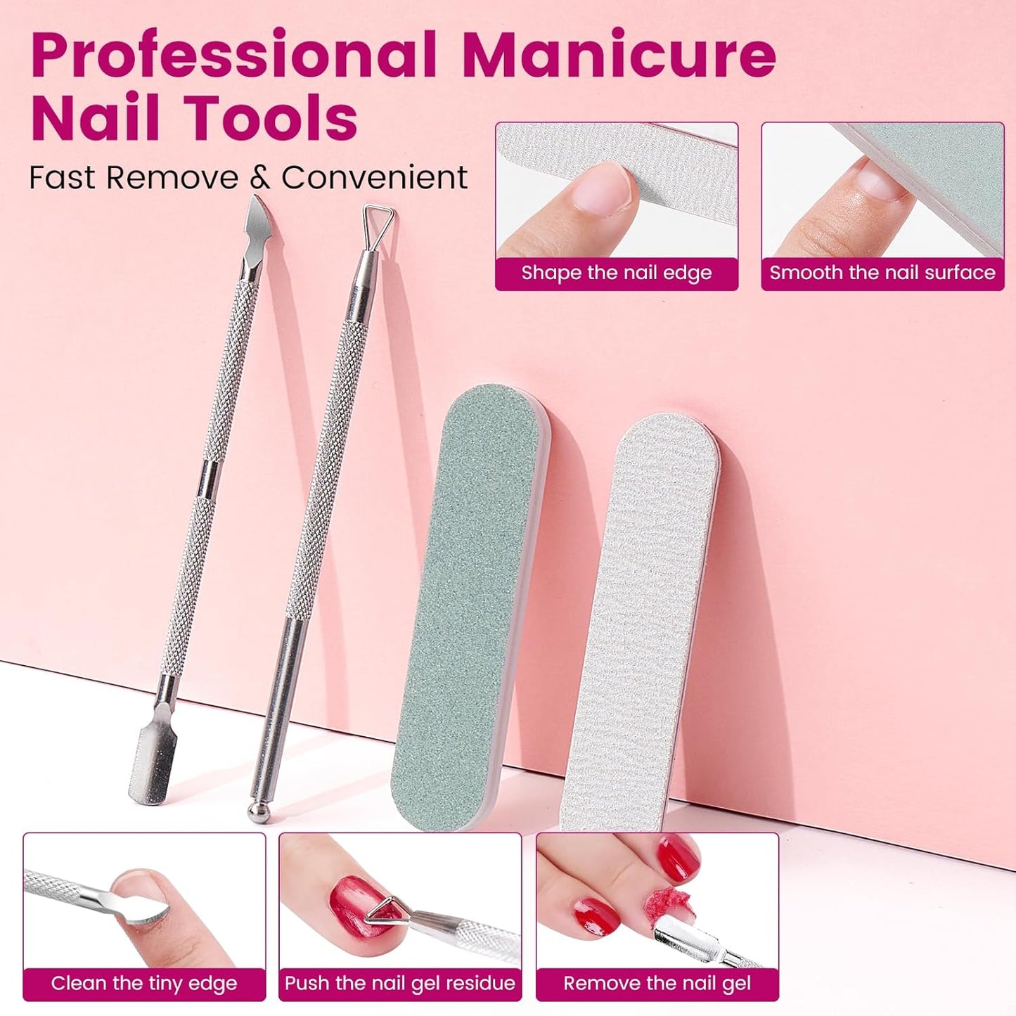 Quaferen Nail Soaking Bowl Acetone Proof: Soak off Gel Polish Dip Powder Remover Manicure Bowl with Triangle Cuticle Peeler and Cuticle Pusher for Women Nail Beginners Home Salon(Single Pink)