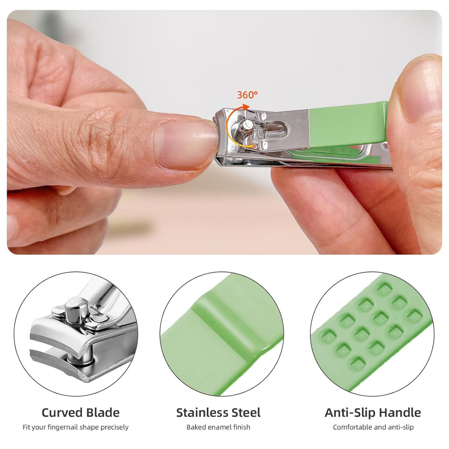 Manicure Set Professional Nail kit, Andrea 10 pcs mens manicure kit and Grooming kit, Nail Care Tools with Luxurious Travel Leather Case for Thick Nails Men Gift (green)
