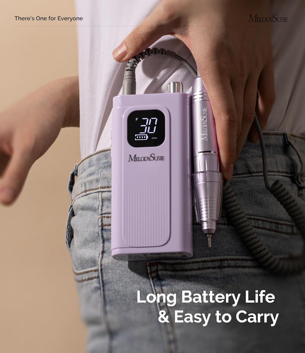 MelodySusie Professional Rechargeable Nail Drill 30000 RPM, Electric Nail File for Shaping, Removing & Polishing Gel Nails, Lightweight & Easy to Use, Ideal for Home & Salon Manicure Pedicure, SC300F