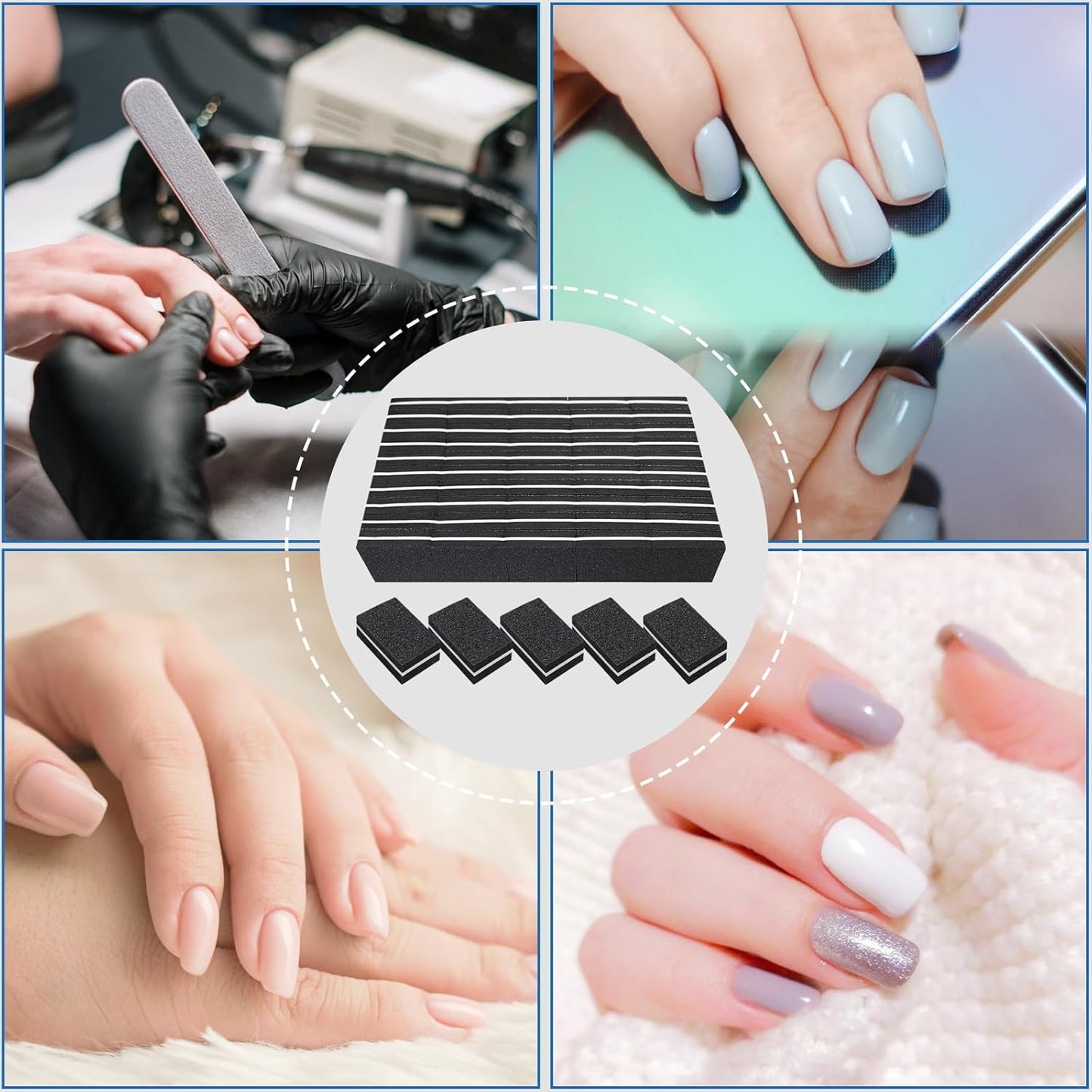 Nail Buffers (50 Pack), Mini Buffer Block Nail File for Acrylic Nails and Natural Nails, 100/180 Grit Nail Buffer Block Bulk Buffing Blocks for Nail Buff Professional Manicure File Blocks Set Black