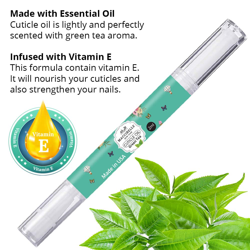 Maccibelle Pure Cuticle & Nail Oil Pen 2ml Heals Dry Cracked Cuticles (Green Tea)