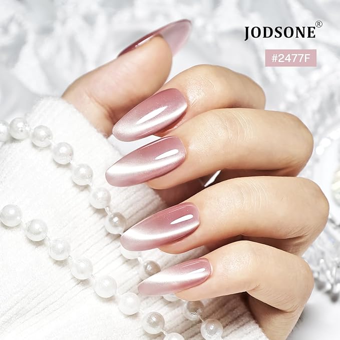 JODSONE 10ml Cat Eye Gel Nail Polish Set Pink Brown Collection 6 Colors for Holographic Glitter Cat Eye with Magnet at Home Salon Design Gift for Girls