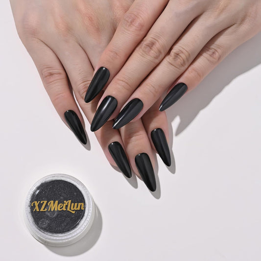 Black Magic Mirror Chrome Nail Powder, Big-Capacity 1.5g Metallic Dust Holographic Effect Powder Pigment Glitter Dust Manicure Kit, Nail Art, Can Mixed with Builder Gel Nail Polish for Use