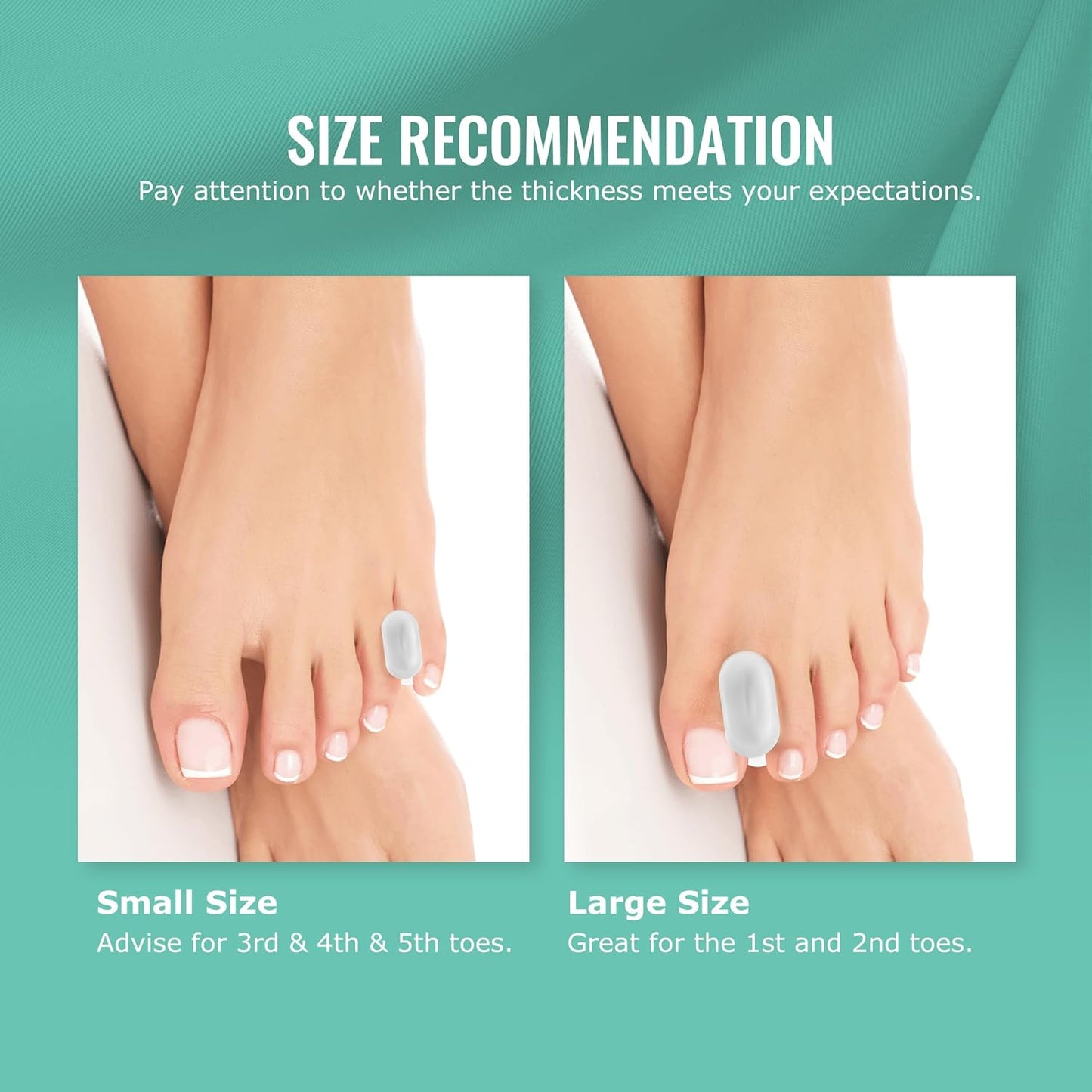 Welnove Upgraded Gel Toe Separators – 8-Pack Aloe Vera Extract Infused Silicone Pinky Toe Spacers for Straightening Overlapping Toes, Calluses – Bunion Corrector for Men and Women (Small, Clear)