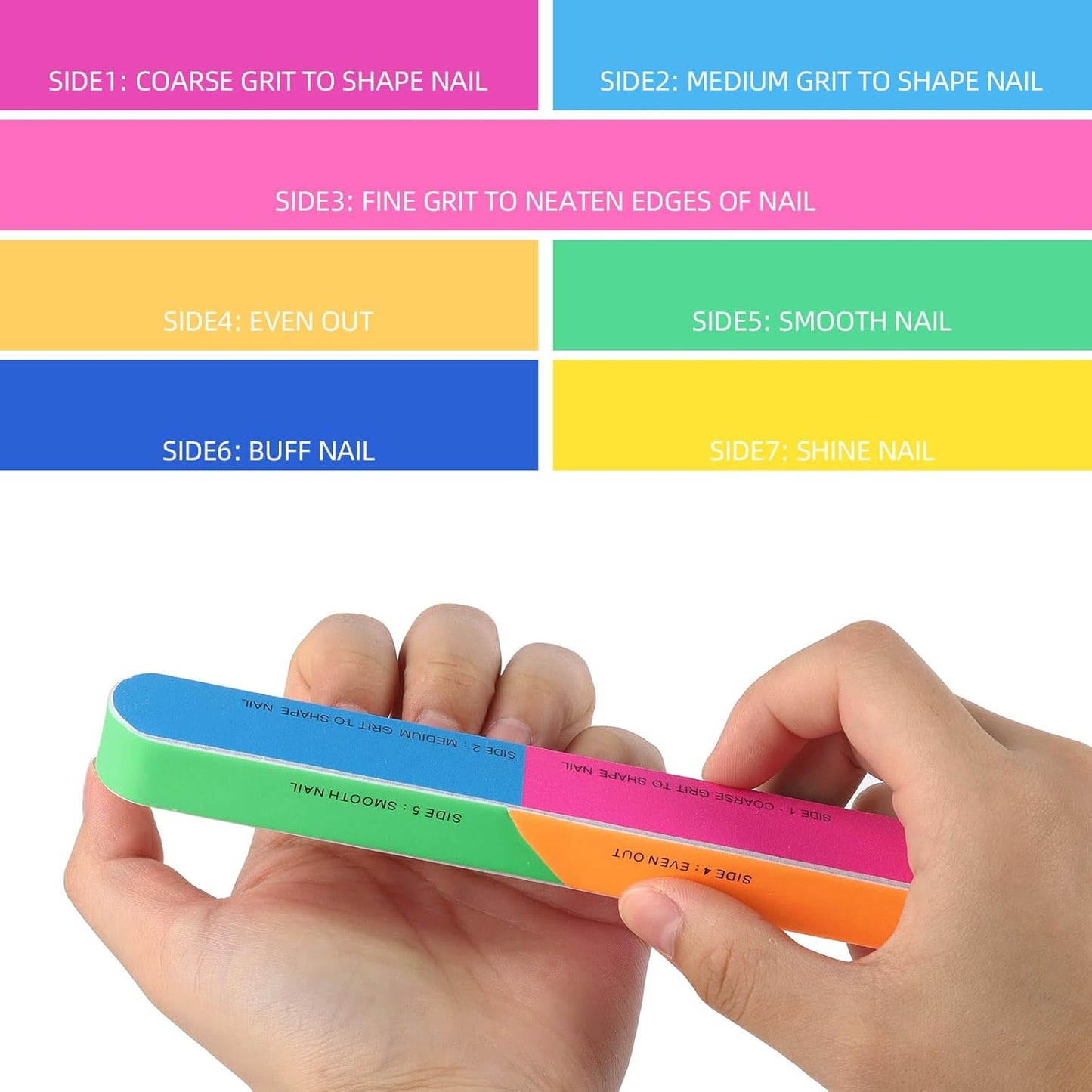 10 Pcs 7 Way Nail Buffer Blocks Nail Files Buffing Block for Shaping & Shining Natural Nails Manicure Tool