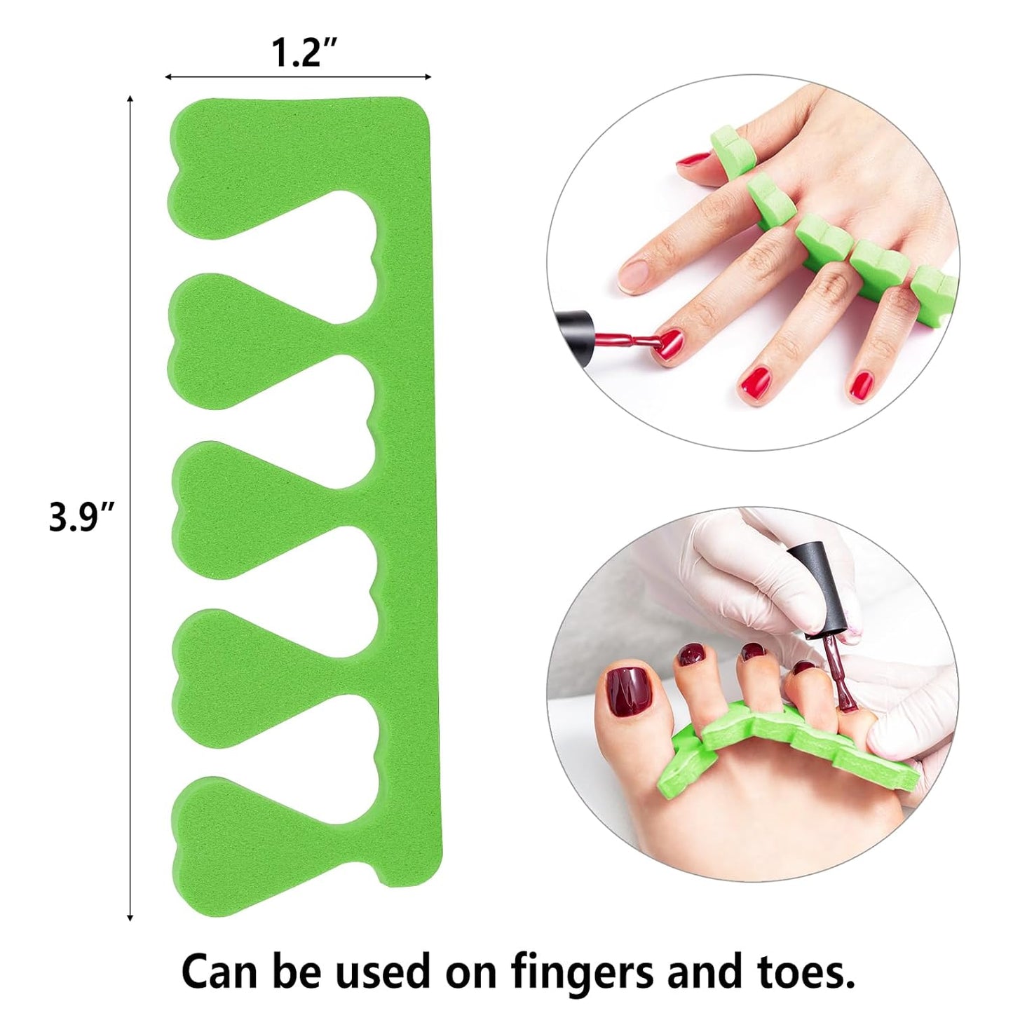 Toe Separators Set - 52 Pieces Premium Pedicure Tool, Spa Party Salon Polishing Separator (Green)