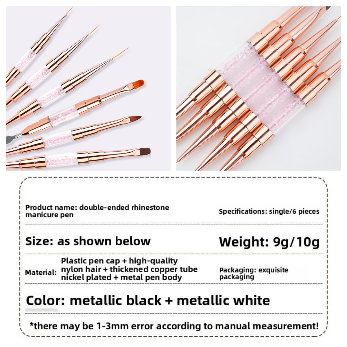 6pcs Double-Ended Nail Art Brushes Set - Professional Nail Design Tools for Acrylic & Gel Nails Gel Polish Art Nail Nail Dotting Brush Pen nail liner brush nail stamping kit