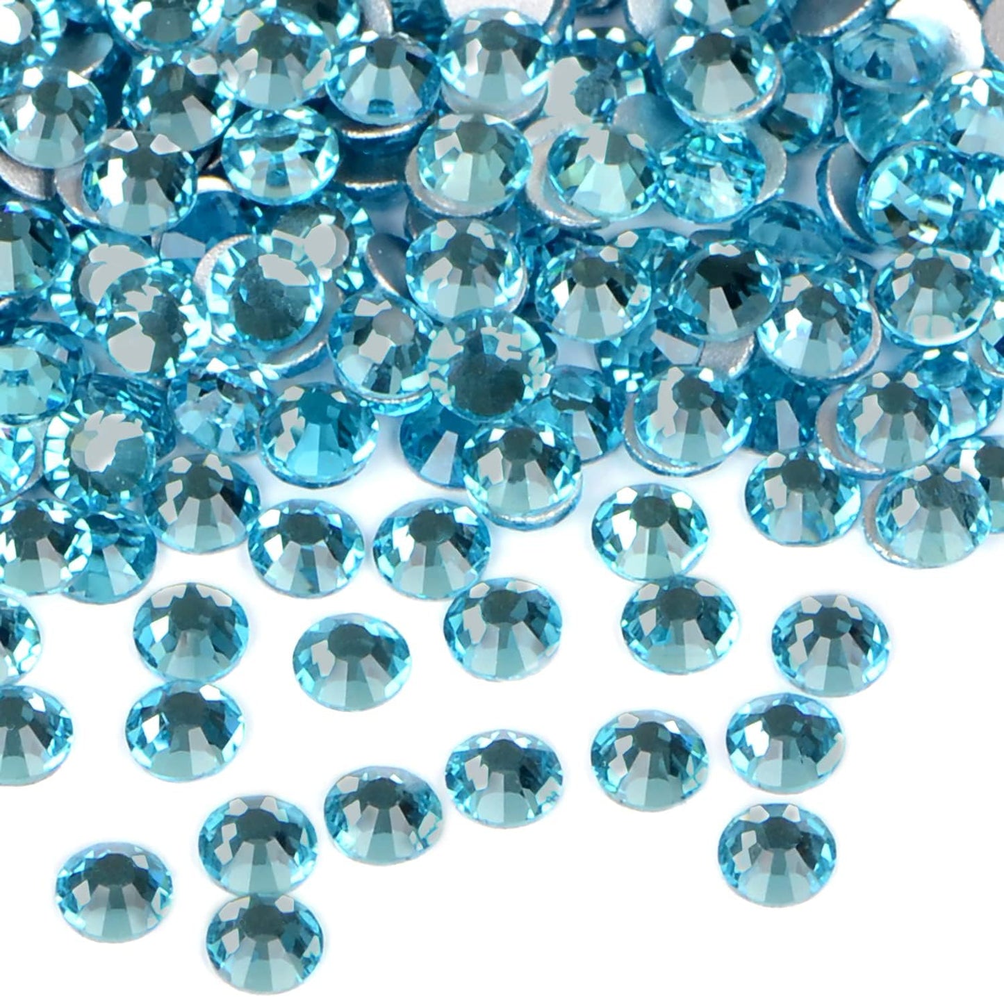 2880PCS Art Nail Rhinestones Non Hotfix Glue Fix Round Crystals Glass Flatback for DIY Jewelry Making with one Picking Pen (ss6 2880pcs, Aquamarine)