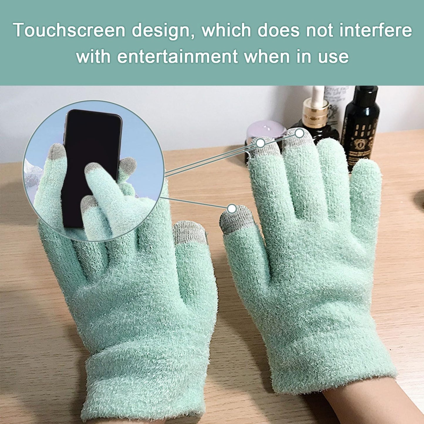 Moisturizing Gloves for Dry Hands, Touchscreen Silicone Gloves Reusable Spa Hydrating Gloves for Women Hand Care Cracked Skin