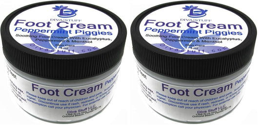 Diva Stuff Peppermint Piggies Soothing Foot Cream w/Eucalyptus, Peppermint & Menthol (Pack of 2)
