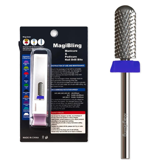 Super Cut Small Barrel 3/32'' Safety Tungsten Nail Drill Bits, Remove Gel Fast, Right handed, Suitable for Manicure Pedicure Cuticle Gel Polishing, Classic Round Top Bits, Grit: Medium.