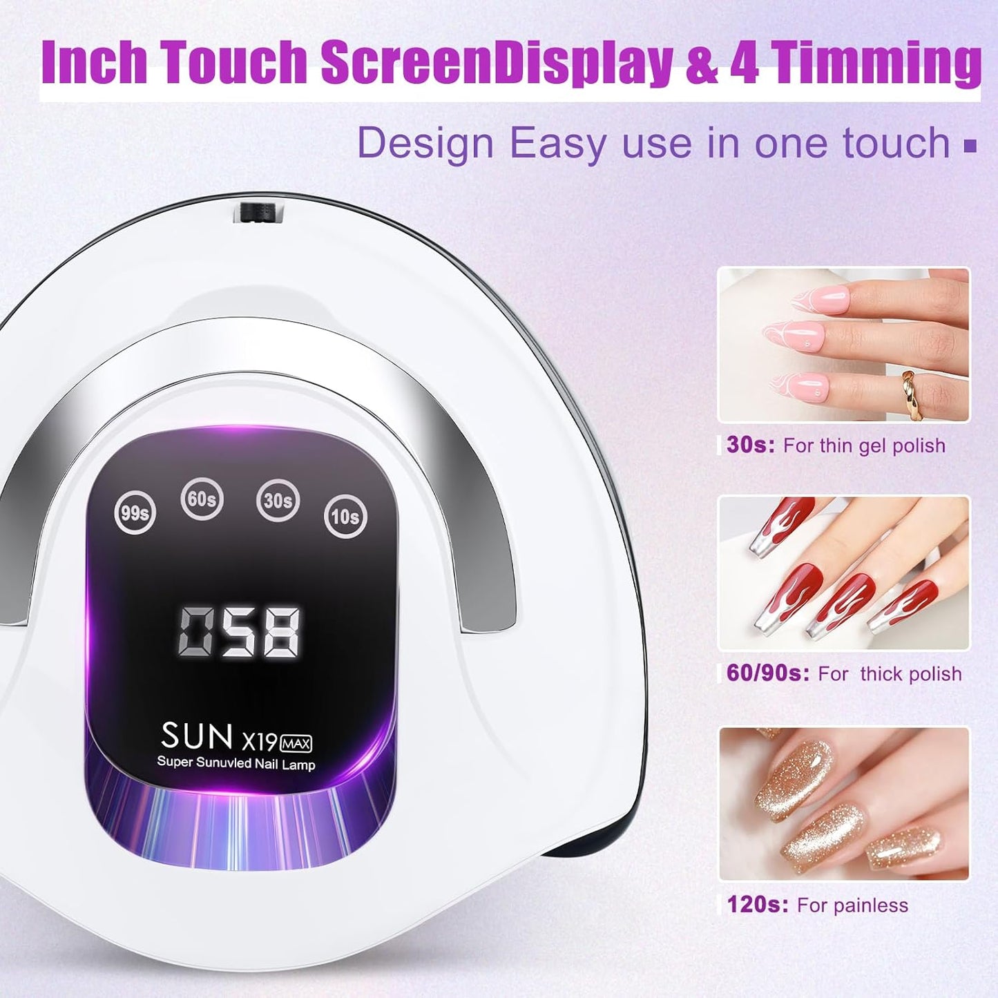 Wisdompark 320W UV LED Nail Lamp, Nail Dryer for Gel Polish with 72Pcs Lamp Beads and Automatic Sensor/4 Timer Setting Professional Nail Art Tools