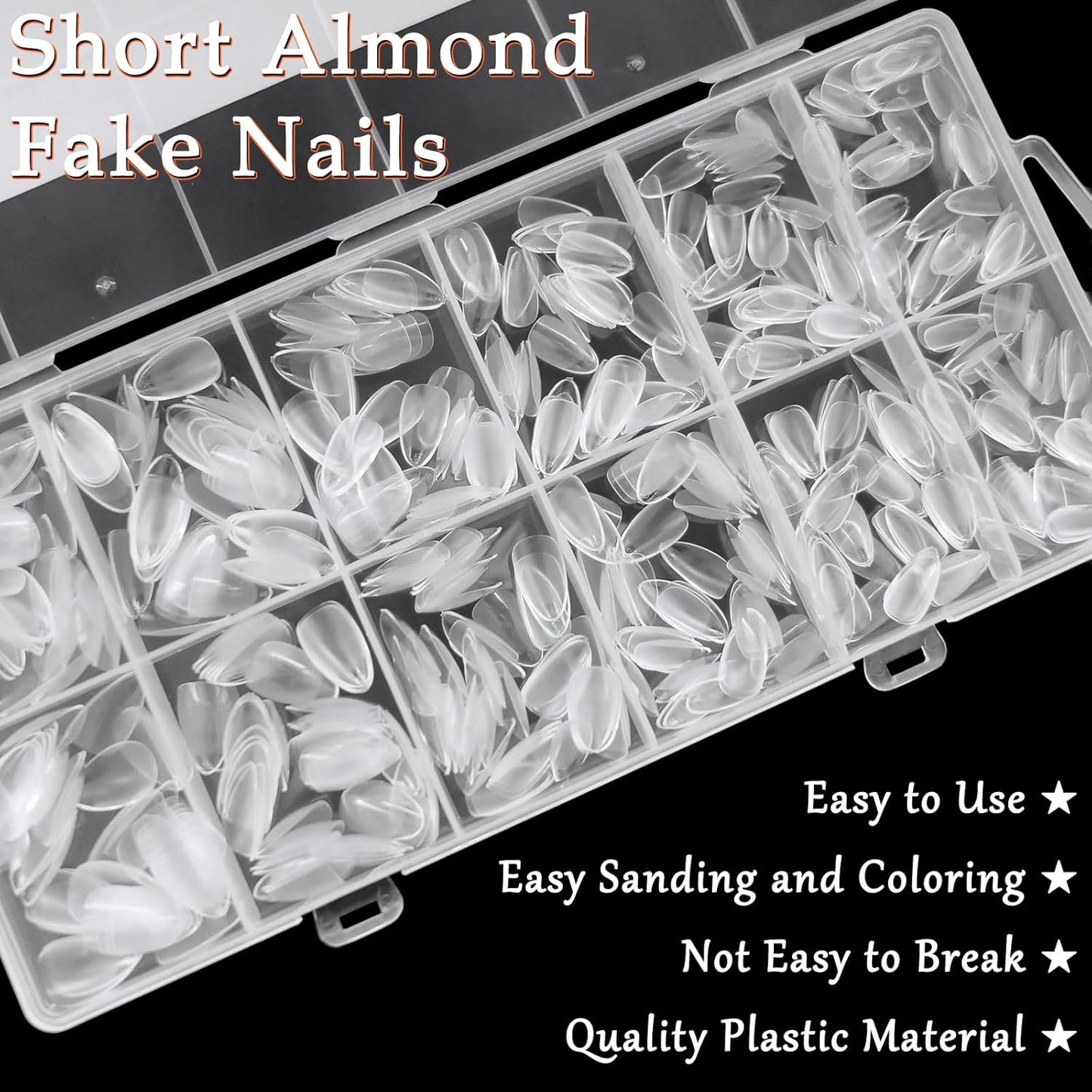 AddFavor 600pcs Short Almond Nail Tips, Soft Gel Nail Tips Almond Short Clear Fake Nails Full Cover Acrylic Nails Tips for Extension Nail Manicure Salon Home DIY