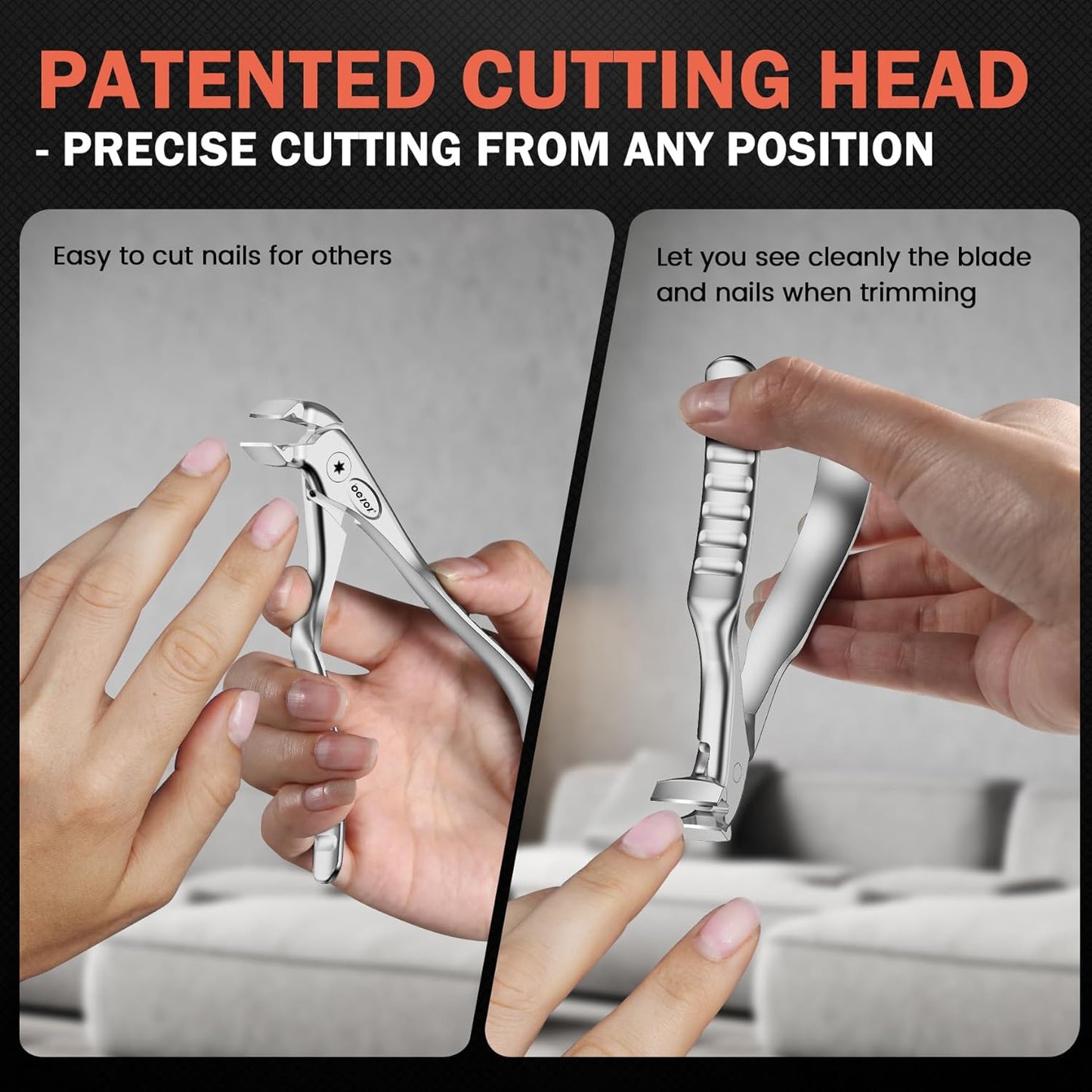 BEZOX Toenail Clippers for Seniors – Upgraded Long Handled Curved Head Toe Nails Clipper for Thick Nails for Elderly, Ergonomic Fingernail Scissors Cutters - Silver