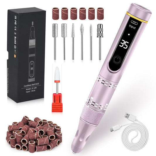 Nail Drill Professional Drill Nails Cordless 35000RPM E Filer for Nails Electric Nail Drill Wireless Nail File Drill Rechargeable Electric Nail File for Acrylic Gel Nails