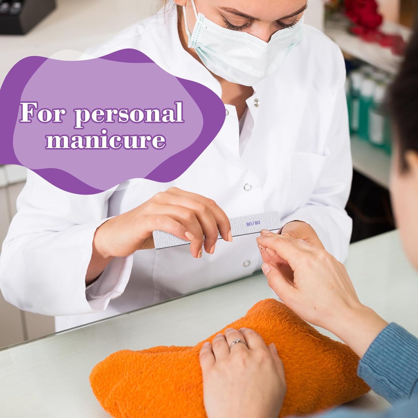 Xinnun 150 Pcs Nail Files 80/80 Grit Double Sides Professional Reusable Emery Board Nail Files for Acrylic Manicure Tools Suit for Home Salon
