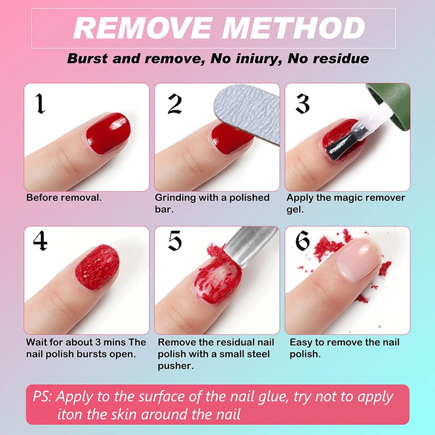Gel Nail Polish Remover - 3 Pack, 15ml Magic Gel Polish Remover, Quickly Soak Off Nails, No Need For Foil, Soaking Or Wrapping (Green)