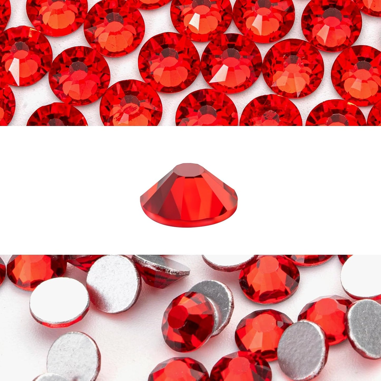 Novani 3000 Pieces Flatback Rhinestones Glass Round Gems Red Crystals for Nail Art DIY Crafts Clothes Shoes,SS10,2.7-2.9mm