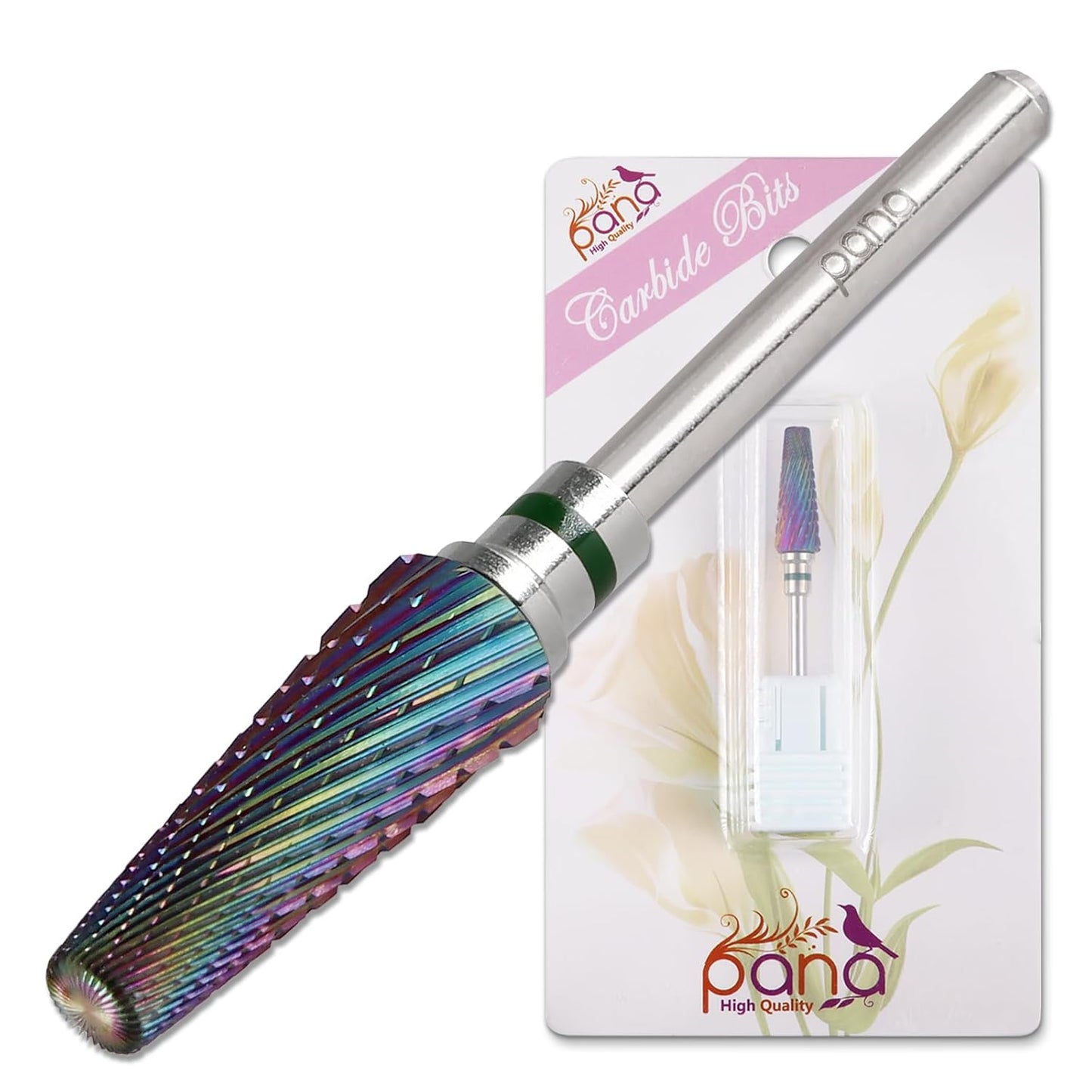 PANA 5-in-1 Pro Upgraded Multi-Function Drill Bit 3/32" Shank Size - (Rainbow, 2X Coarse to 2X Fine) - Mix Size Tungsten Drill Bit Fast Remove Acrylic Hard Gel Nail for Manicure Pedicure