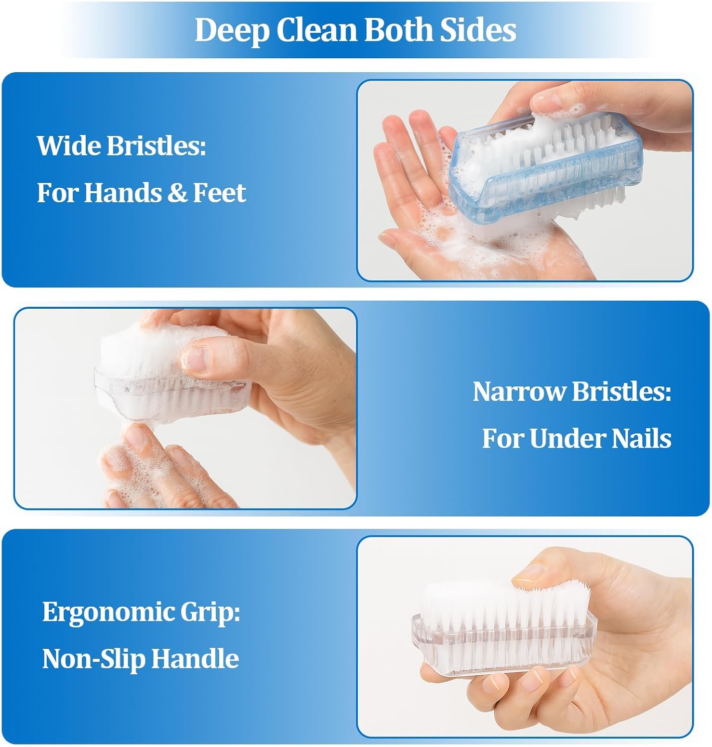 Nail Brushes for Cleaning Fingernails Nail Scrubber Brush Plastic Double-Sided Fingernail Cleaning Brush for Home, Office, Kitchen, Travel, and Gardening for Deep Cleaning （4 Pack）