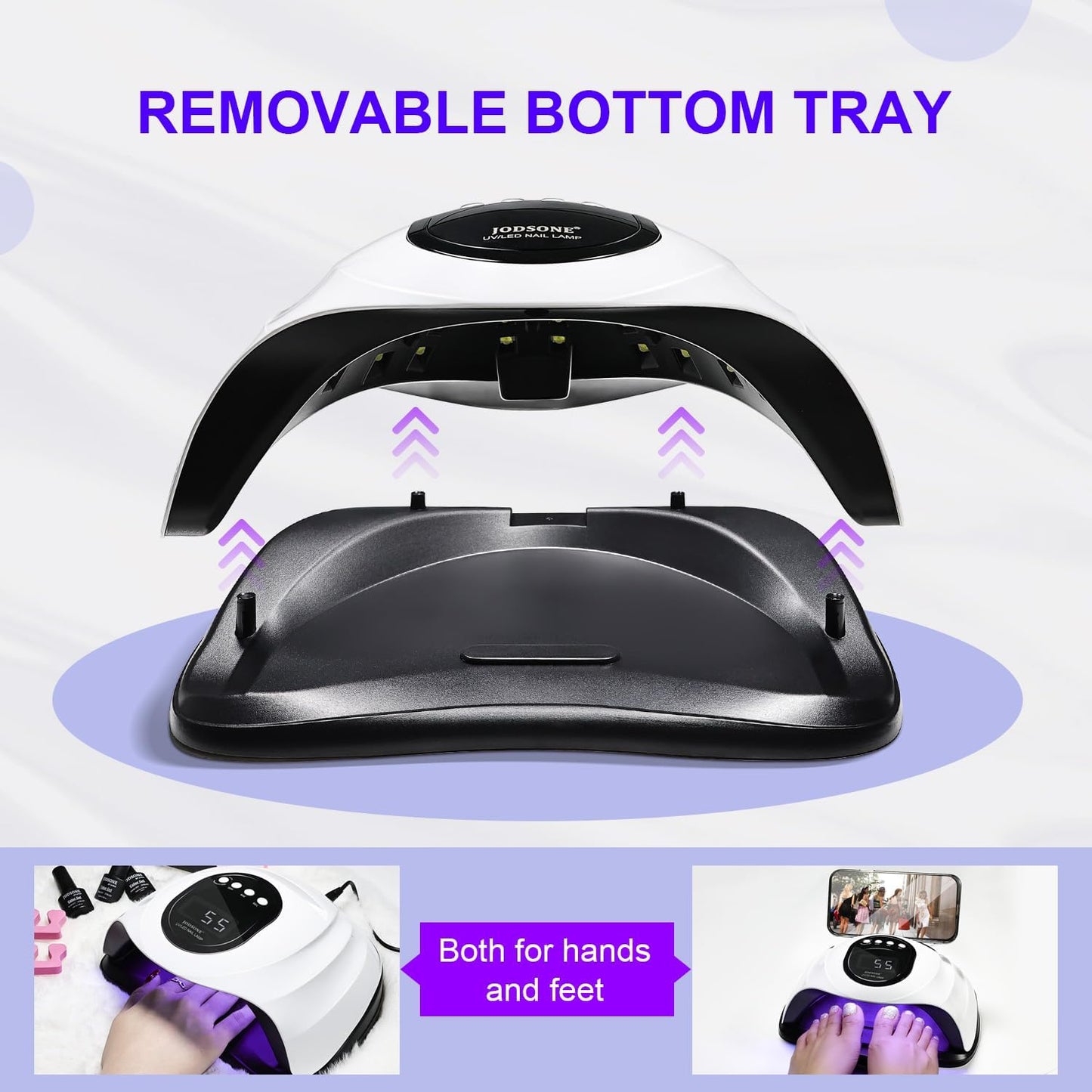 JODSONE Professional U V Nail Lamp with Phone Holder Automatic Sensor and 4 Timers Features 57 Bulbs Nail Lamp for Art Design