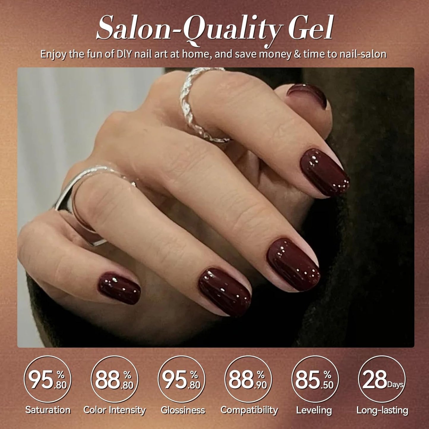 Born Pretty Fall Winter Gel Nail Polish Burgundy Wine Red Caramel Brown Coffee Autumn Gel Polish Set Gel Nail Kit Christmas Gift Nail Art Manicure Collection 6PCS 7ML