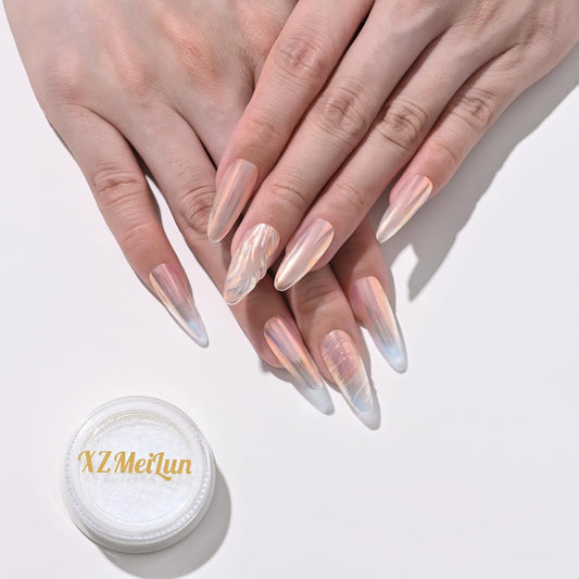 Chameleon Chrome Nail Powder, Big-Capacity 0.8g Aurora Green Turns Fall Yellow Mermaid Aurora Powder Pigment Pearlescent Nail Art Glitter, Can Mixed with Builder Gel Nail Polish for Use