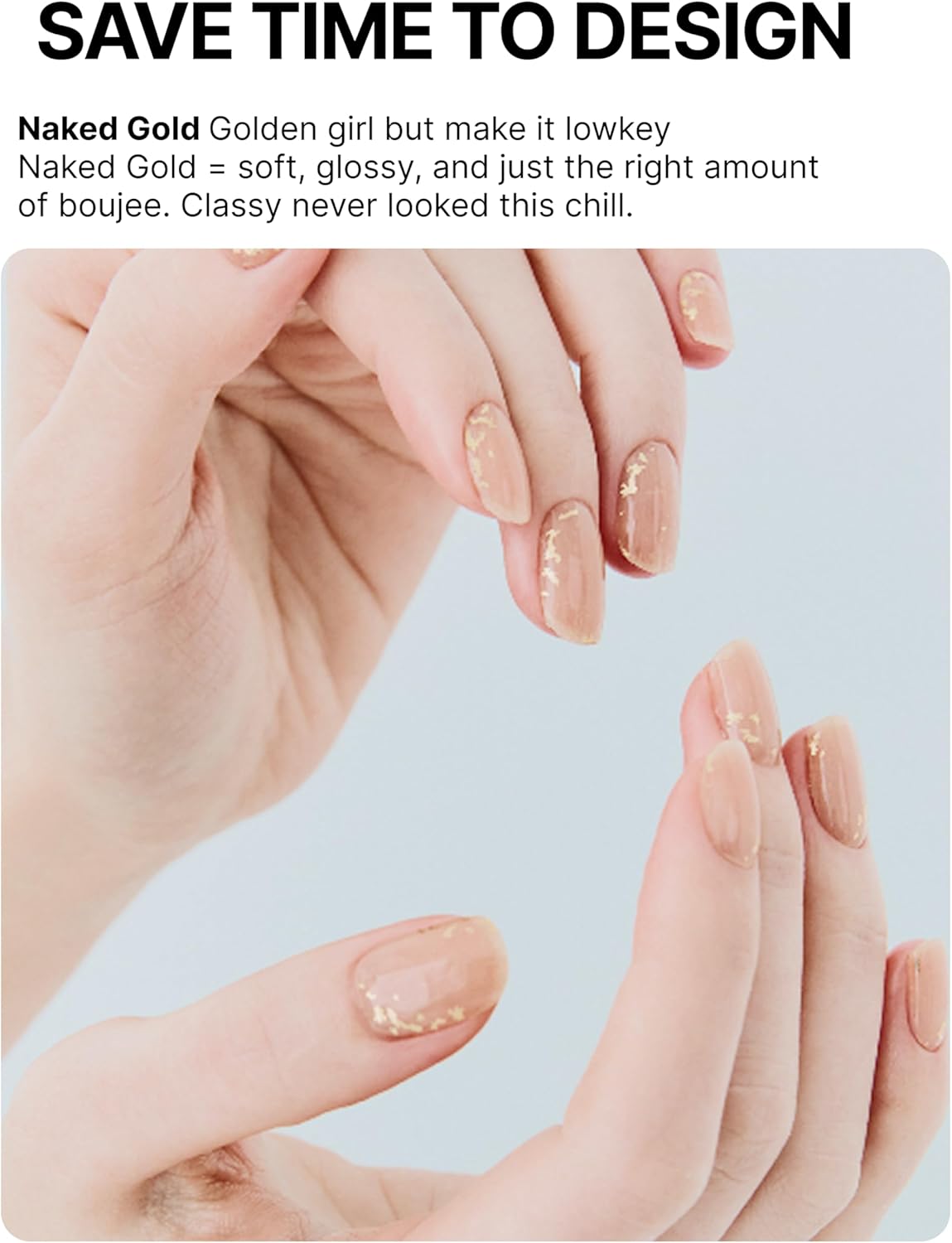 UUUUU. Naked Gold | UUUUU. Gel Nail Stickers, semicured gel Strip,Gel Nail Kit, Nail Art, Popular Design, Gel Nails, Flowers, Cute, Women's, Easy to apply & remove