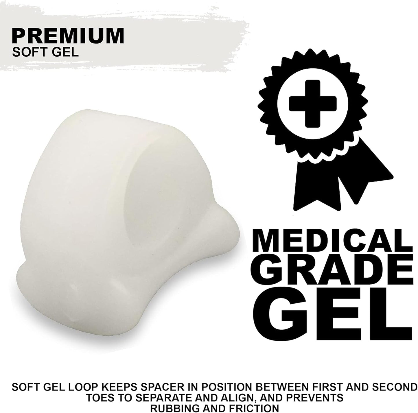 Mars Wellness Gel Toe Separator and Toe Spacers - Bunion, Hammer Toe, Overlapping Toes, Toe Spreader and Toe Corrector for Men and Women - 4 Pack - White Small