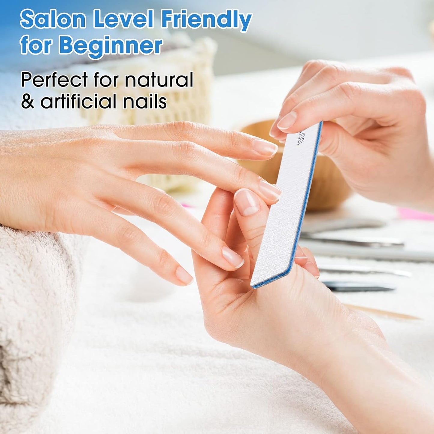 200 Pcs 100/180 Grit Nail Files, Reusable Nail File Double Sided Emery Boards for Acrylic and Gel Nails, Professional Fingernail File Manicure Tools for Filer Salon Pedicure Beauty(Rectangle)