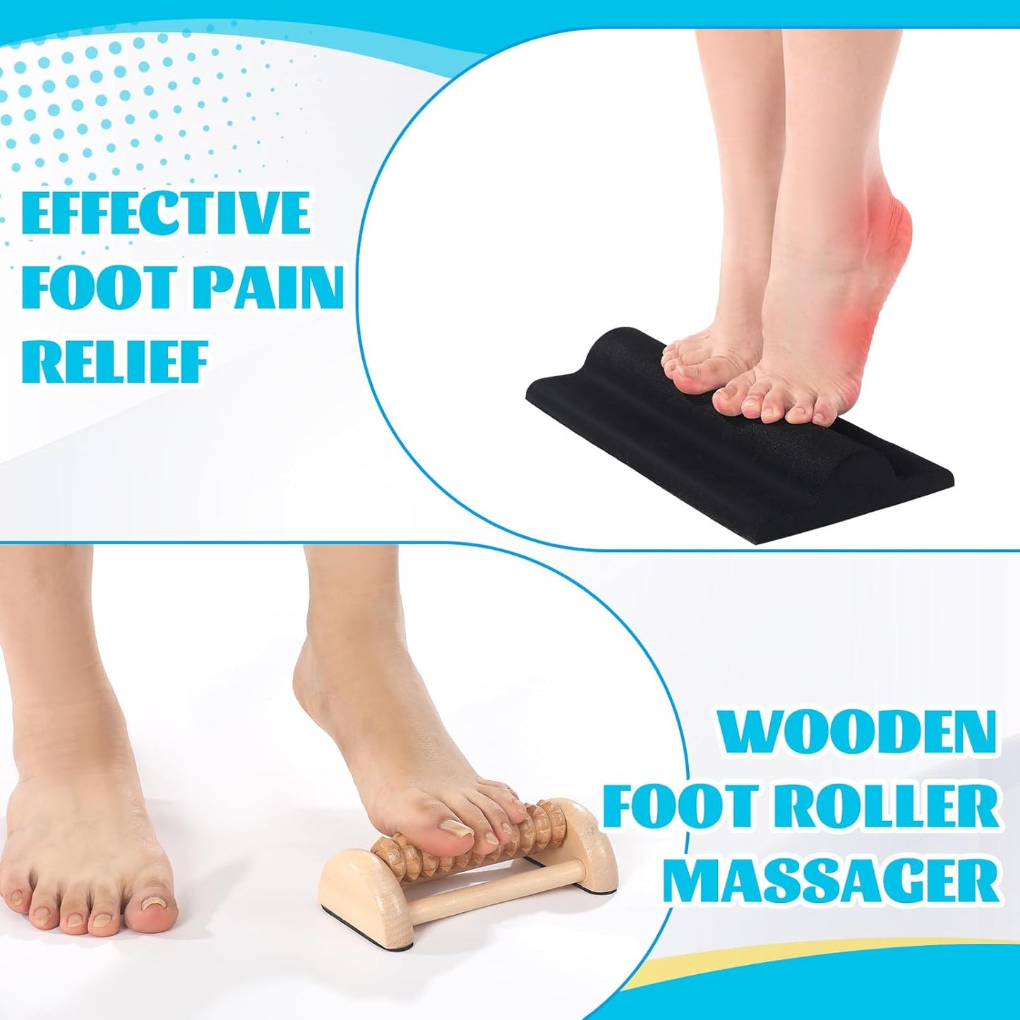 8 Pcs Toe Stretcher Kit Includes Foot Stretcher Pad Foot Roller Toe Separators and Bands for Bunions, Hallux Valgus Corrector for Women Men, Heel Spurs Tendonitis Relief Set