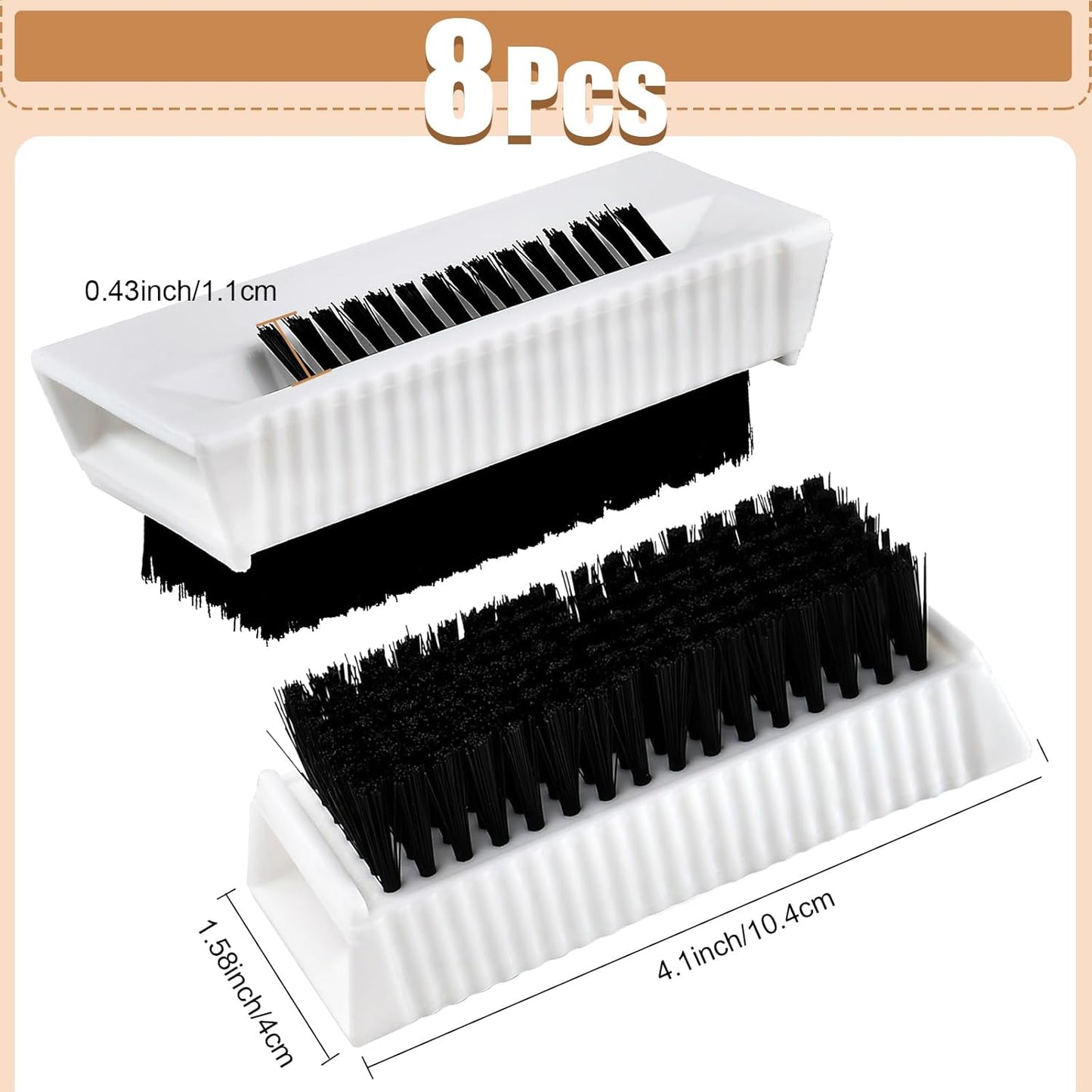 8 Pcs Hand Scrub Brushes for Nail Cleaning, Soft Fingernail Brush Non-Disposable Surgical Scrub Brushes with Nail Cleaner, Plastic Double-Sided Hand and Nail Cleaning Brush for Men Women Kids