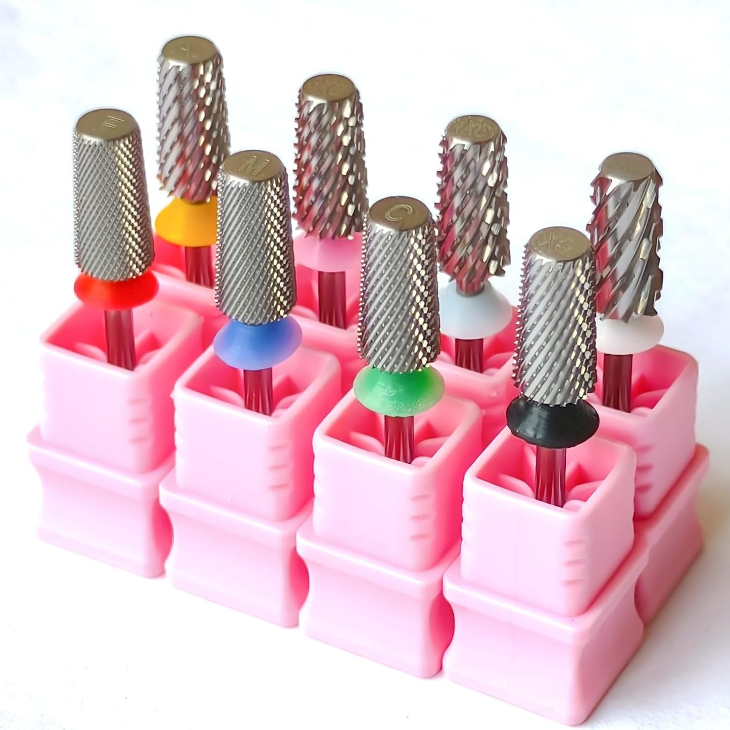 Professional Nail Drill Bits, Tungsten Carbide Cross Cut Tapered Barrel 3/32'' Safety Bits, Left and Right Hand Use, Remove Gel Fast, Manicure Pedicure Cuticle Gel Polishing, Medium.