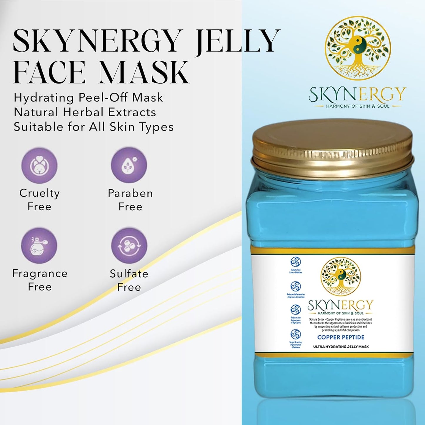 Copper Peptide Jelly Face Mask - Professional Grade HydroGlo Peel Off Face Mask for Skin Hydration,Radiance,Reduced Fine Lines & Pigmentation,Vajafacial Jelly Mask |12 Applications (30 Fl Oz)