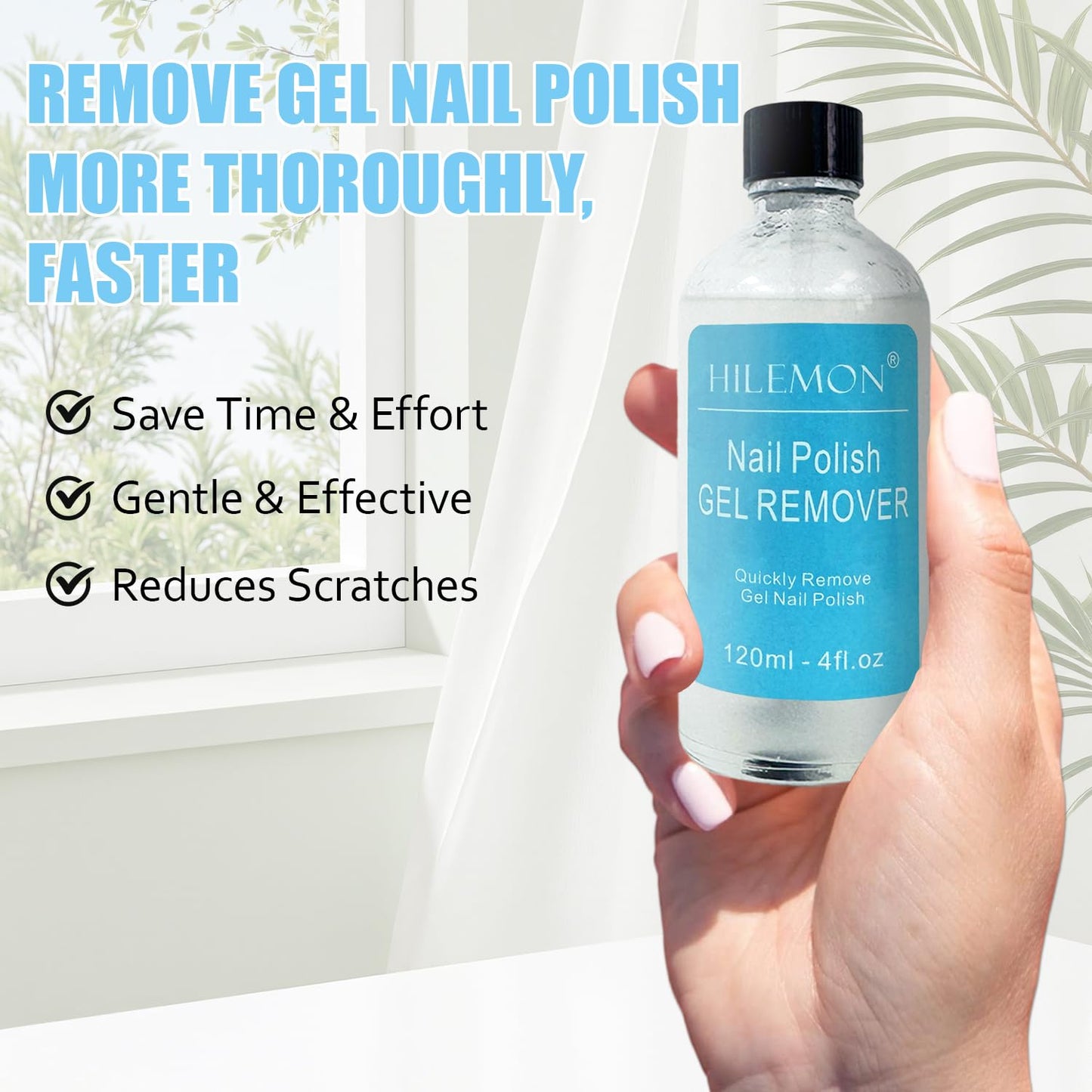 Quick Gel Nail Polish Remover Kit, Easy Remove Gel Polish in 3 Minutes, Safe for Natural Nails with Nail Tools, No Need Soaking or Wrapping, Gel Remover for Nails, Larger Size (120ml)