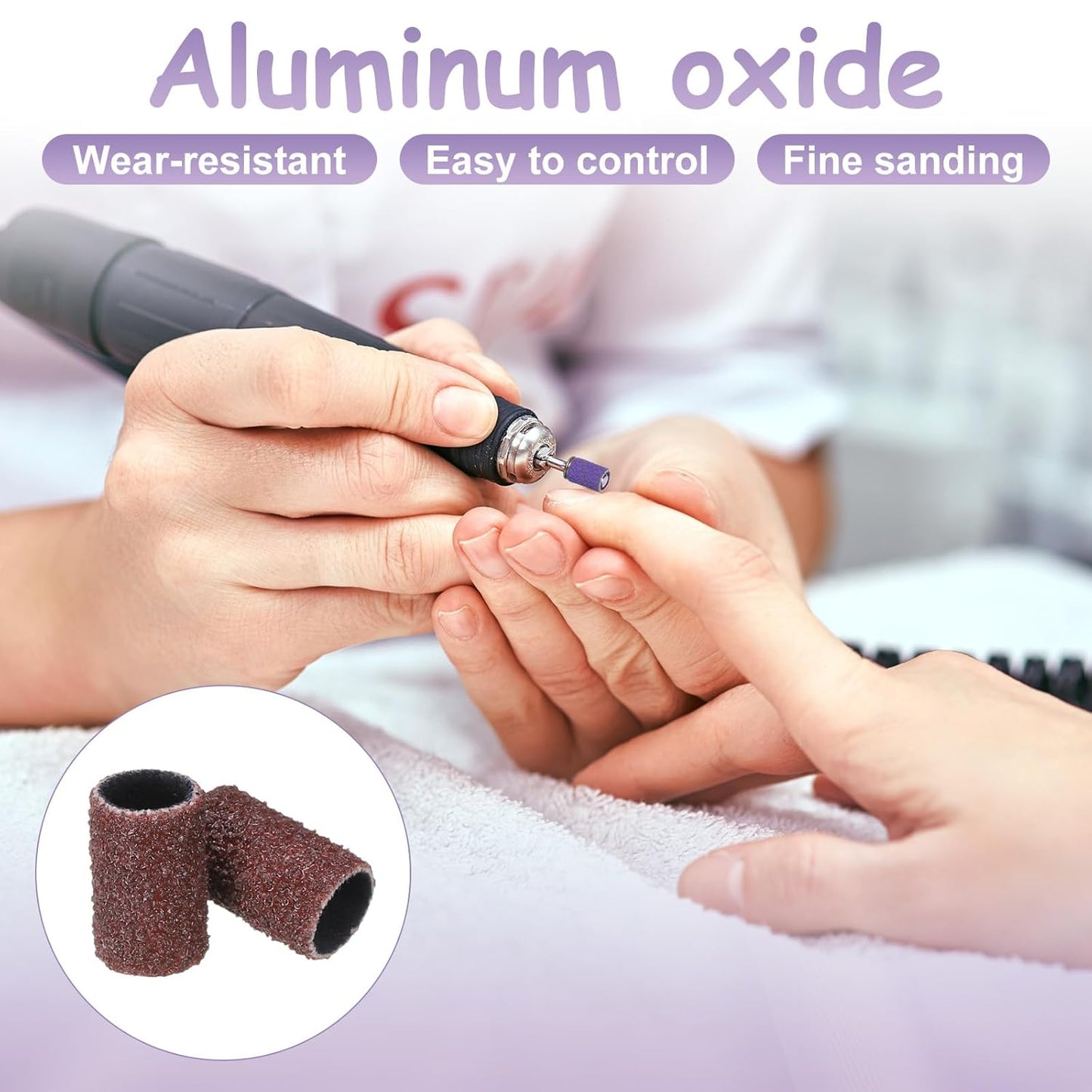 HARFINGTON 211pcs Small Sanding Bands 80/120/180 Grit for Nail Drill Bits Mini Sanding Band with 2.35mm Mandrel for Nails Gel Manicures Brown