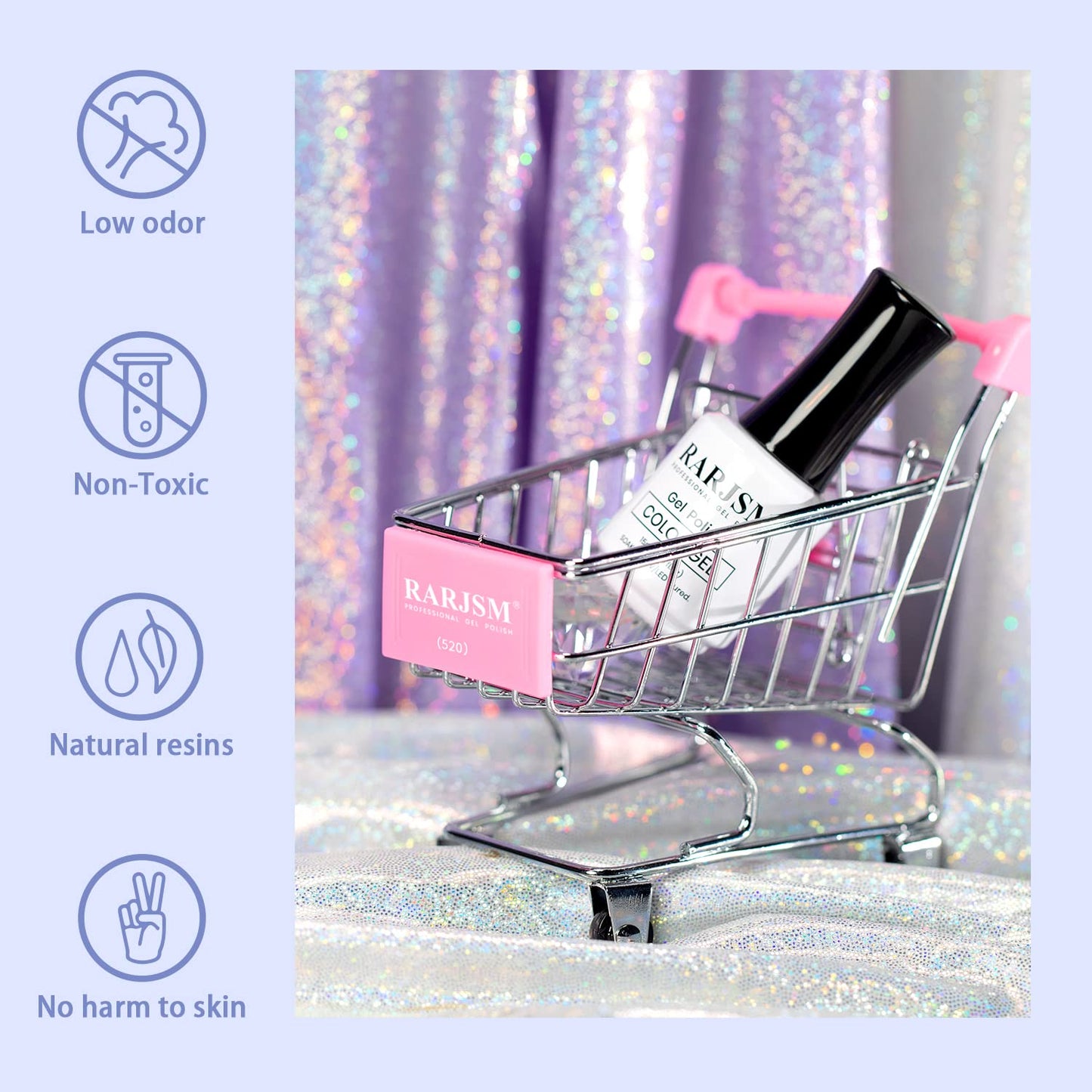 RARJSM Glitter Gel Nail Polish Diamond Blue Sparkly Holographic Iridescent Gel Polish Soak off L e d U V Curing Required Long Lasting High Pigment for Home Salon Manicure Nail Art 15ml