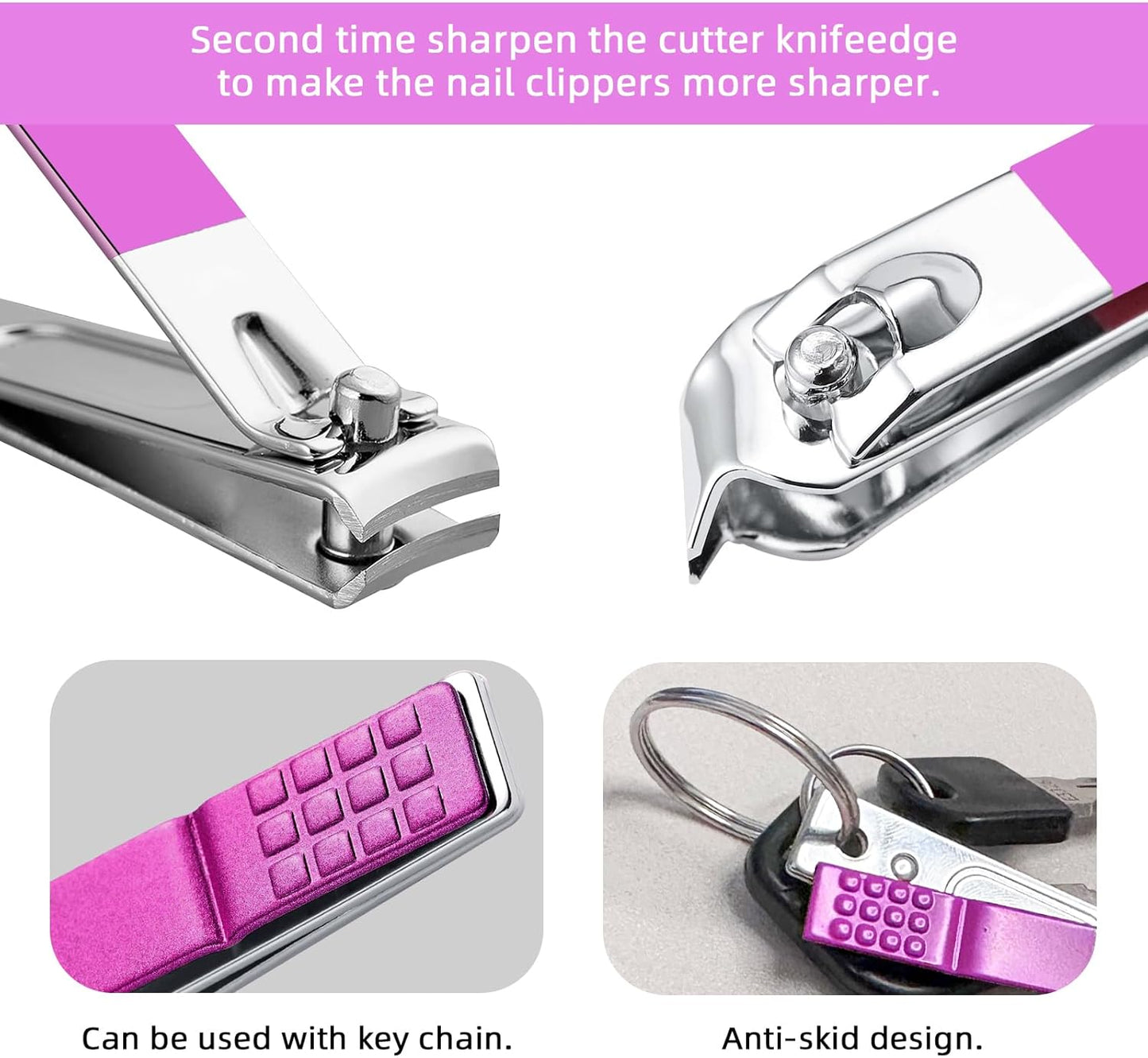 Manicure Set 8 in 1 Nail Clipper Set,RedFlow Nail Clippers,Fingernail & Toenail Clippers,Manicure Tools,Pedicure Tools,Suitable for Travel Manicure Kit,Nail Set Kit with Everything Profe (Purple)