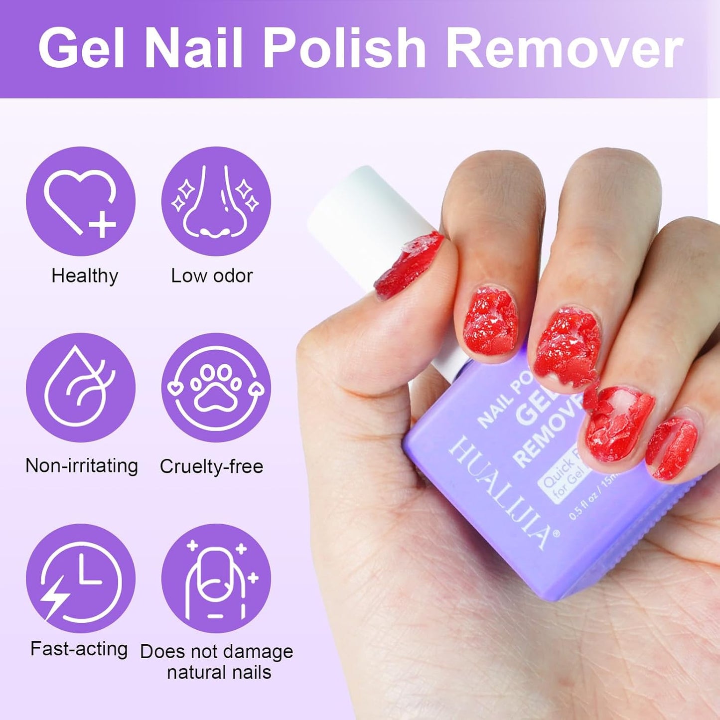 Gel Nail Polish Remover, (2pcs) Gel Polish Remover for Nails, No Need for Foil, Quick & Easy Polish Remover In 3-5 Minutes, No Need Soaking Or Wrapping-0.5 floz