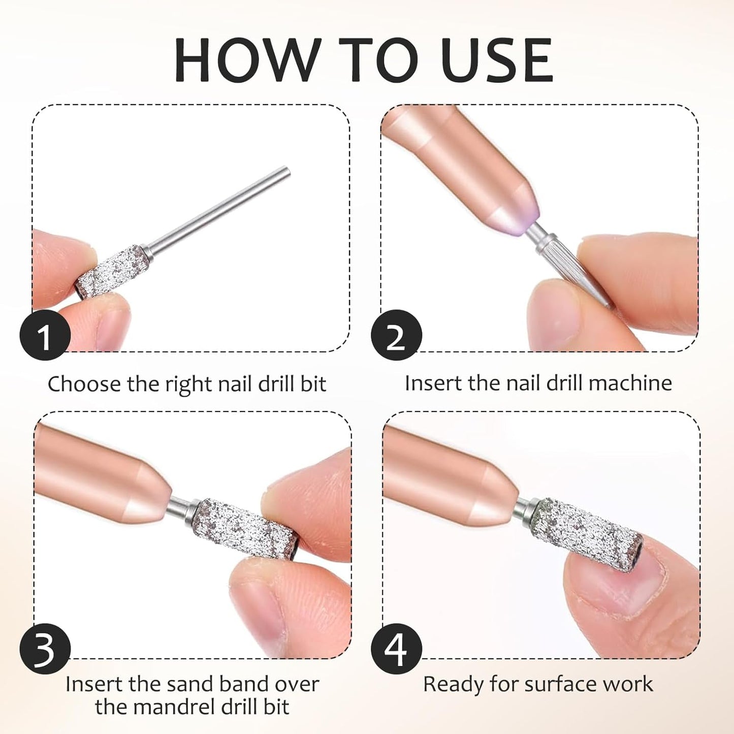 8 PCS Mini Mandrel Nail Bit,3.1 MM 3/32 Inches Nail Drill Bit for Electric Drill File Machine,Suitable for Acrylic Nails Manicure Pedicure Tool,Sanding Bands Compatible