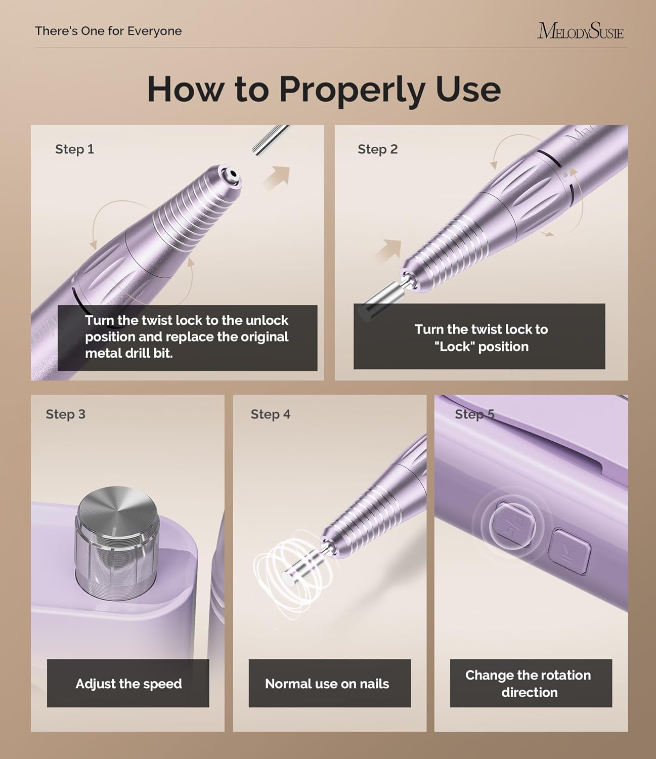MelodySusie Professional Rechargeable Nail Drill 30000 RPM, Electric Nail File for Shaping, Removing & Polishing Gel Nails, Lightweight & Easy to Use, Ideal for Home & Salon Manicure Pedicure, SC300F