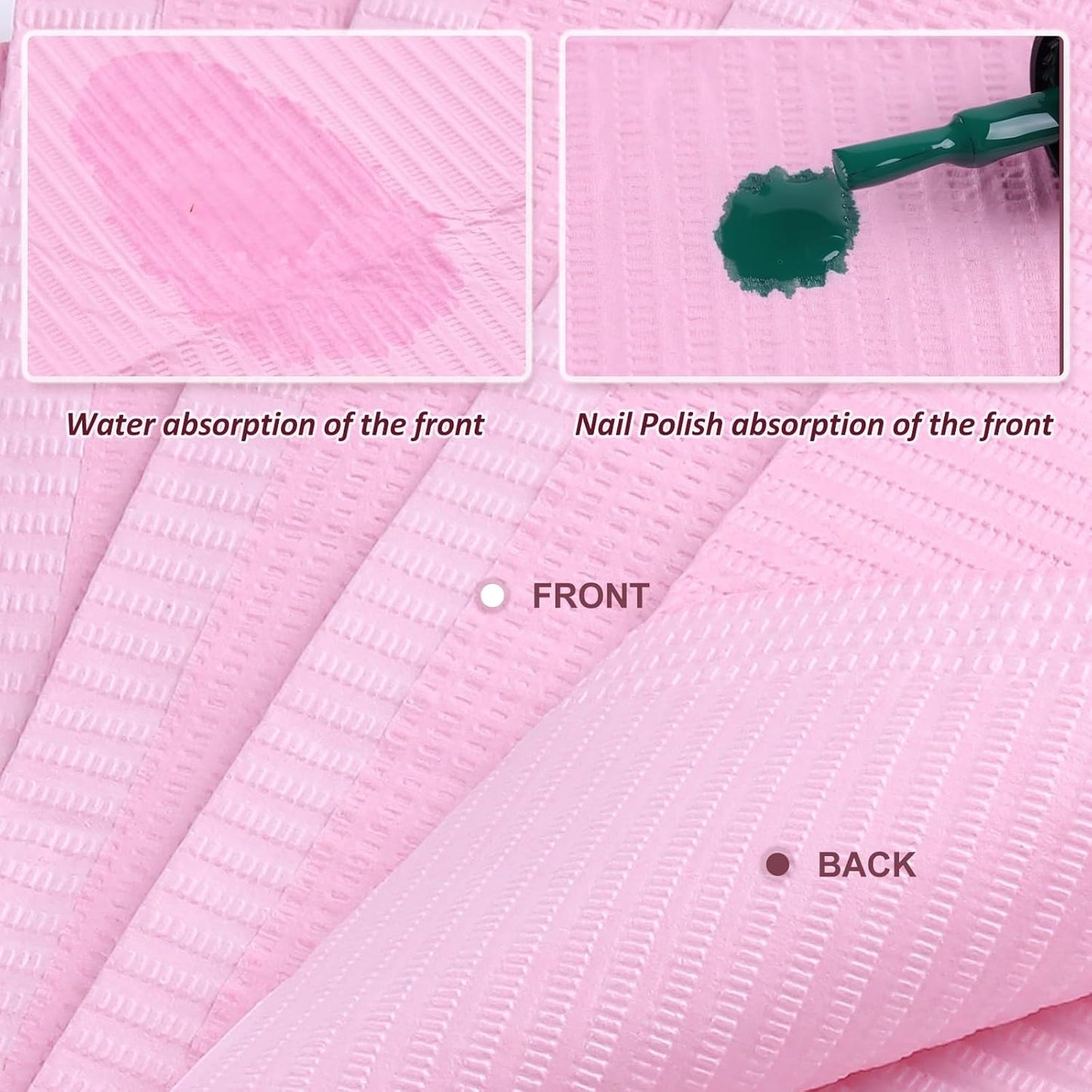 50Pcs Pink Disposable Table Mats for Nail Art 3 Ply Foldable Waterproof Dental Bibs Tattoo Sheets Nail Practice Table Cover for Medical Supplies Manicure Salon Pads