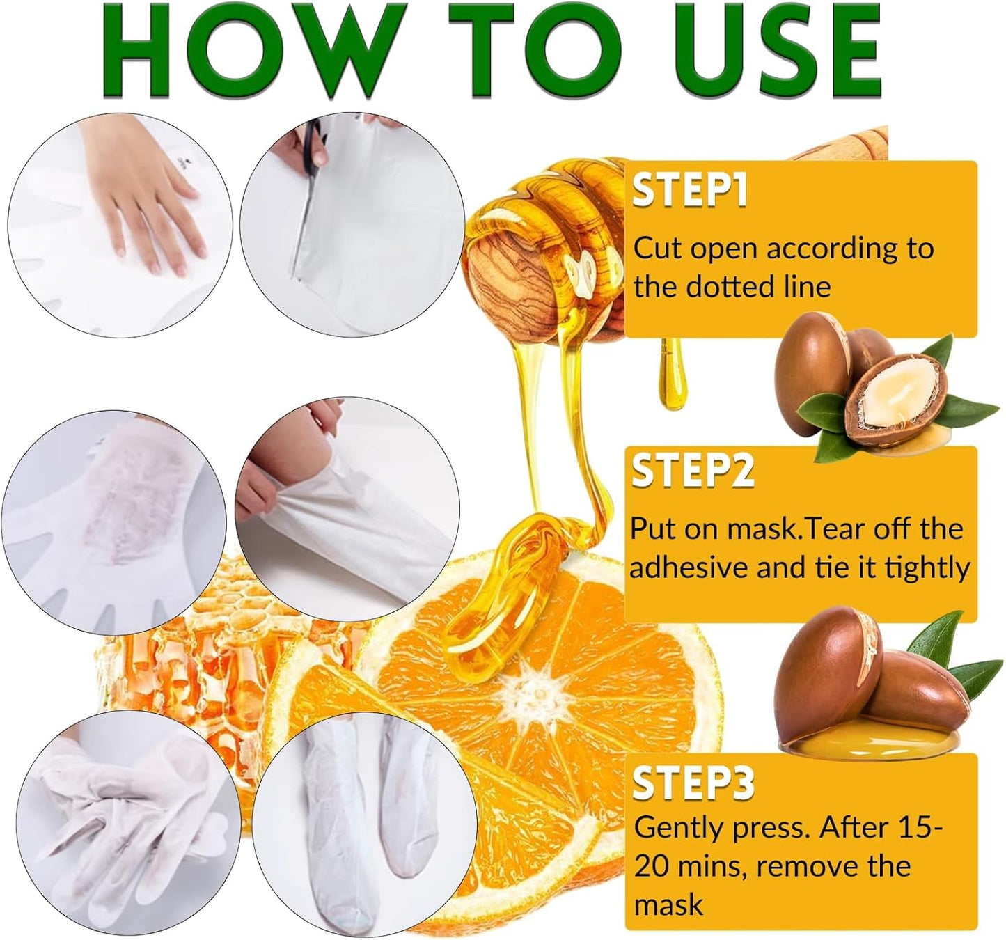 Elitzia Hand Foot Mask Hydrating 5 Packs Argan Oil Gloves 5 Packs Honey Almond Socks Masks Nourishing Moisturizing Repairing Spa Multipack Masks Women Dry Cracked Skin Care ETAHM