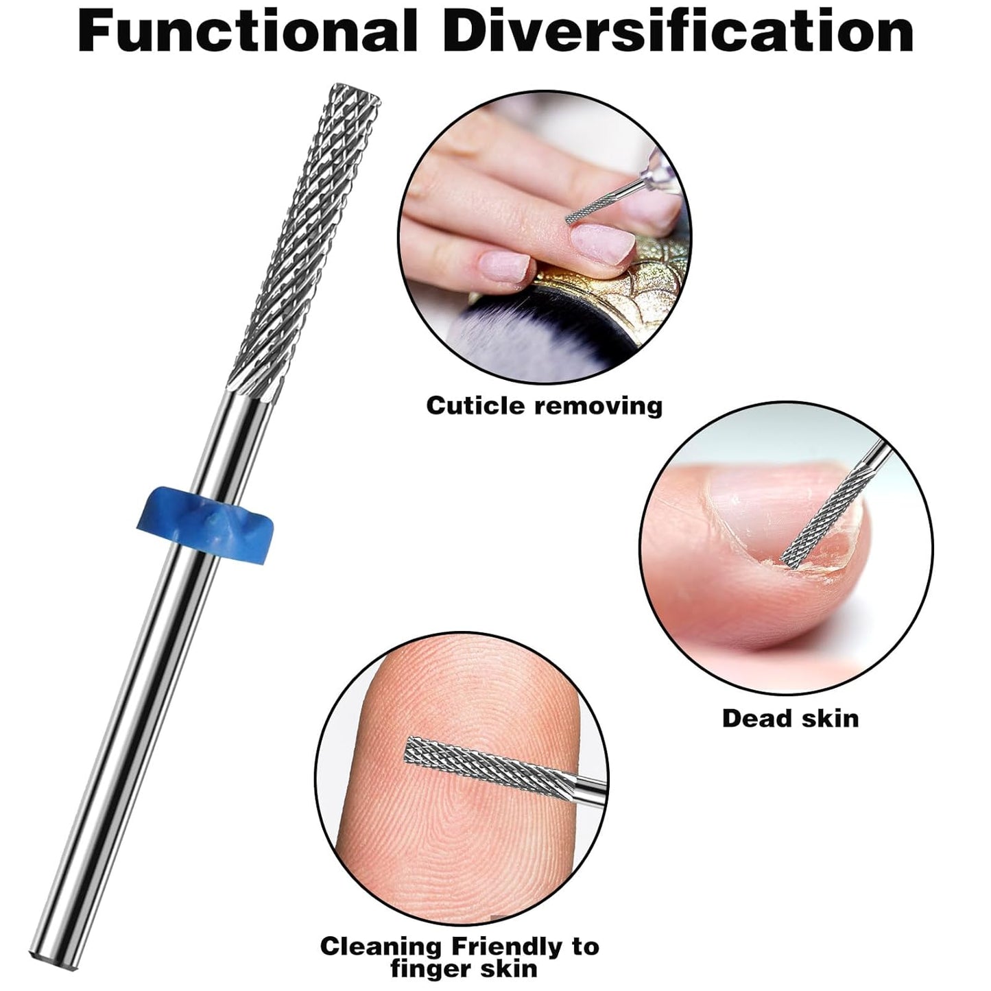 2Pcs 3/32" Carbide Nail Tungsten Drill Bits Cuticle Bit, Nail Tech Supplies Rotate Bits for Nail Drill for Dead Skin, Electric Cuticle Drill Bits for Nails Drill Bits Nail Tech Cleaning Nails(Sliver)