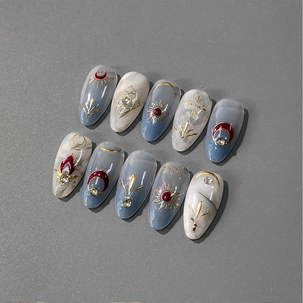 Gold Flower Nail Art Stickers 5D Embossed Retro Nail Decals Bohemia Flower Designs Self Adhesive Gel Nail Art Supplies Accessories Colorful Nail Stickers for Women Nail Decoration